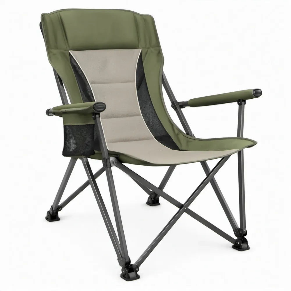 Opvouwbare campingstoel met armleuningen 60 x 60 x 100 cm Groen/Grijs/Zwart