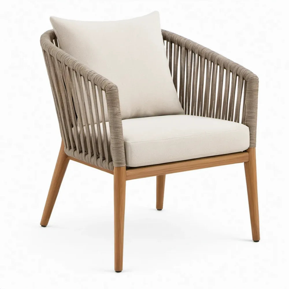 Terrasstoel met armleuningen 70 x 70 x 76 cm beige, taupe en naturelbruin