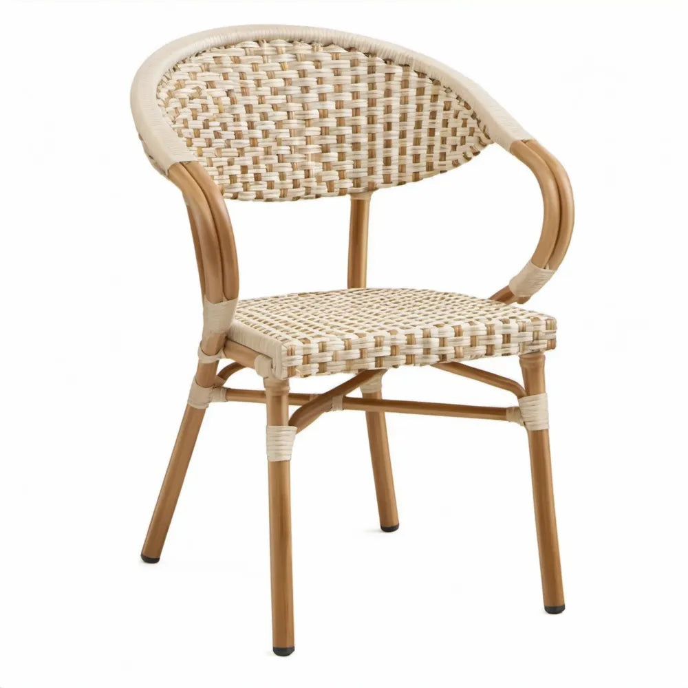 Bistrostoel met armleuningen 54 x 60 x 83 cm Beige/Naturel