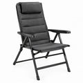 Opvouwbare verstelbare relaxstoel met armleuningen en hoofdsteun, zwart, 58 x 68 x 110 cm