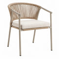 Stoel met armleuningen en zitkussen 57 x 60 x 78 cm beige en gebroken wit