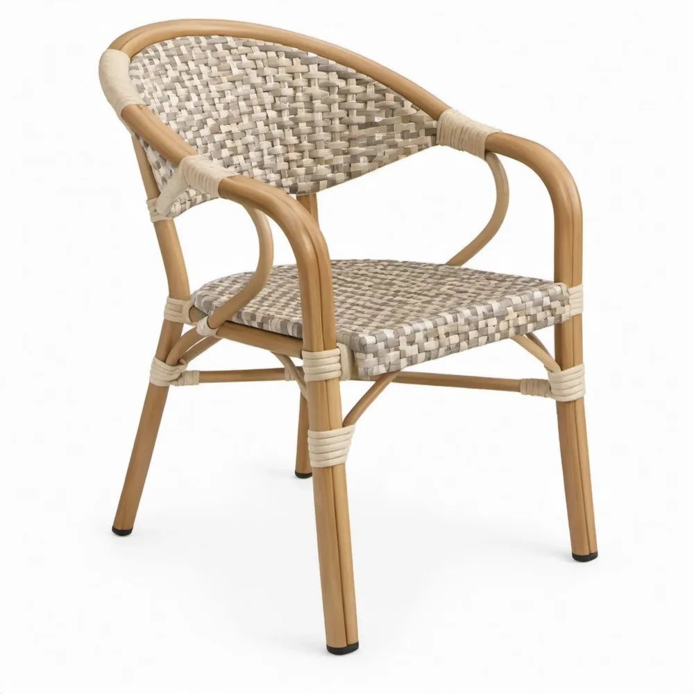 Terrasstoel met armleuningen 58 x 60 x 82 cm lichtbruin, beige en taupe