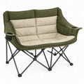 Opvouwbare campingstoel voor 2 personen met 2 bekerhouders, 138 x 86 x 100 cm, olijfgroen/beige