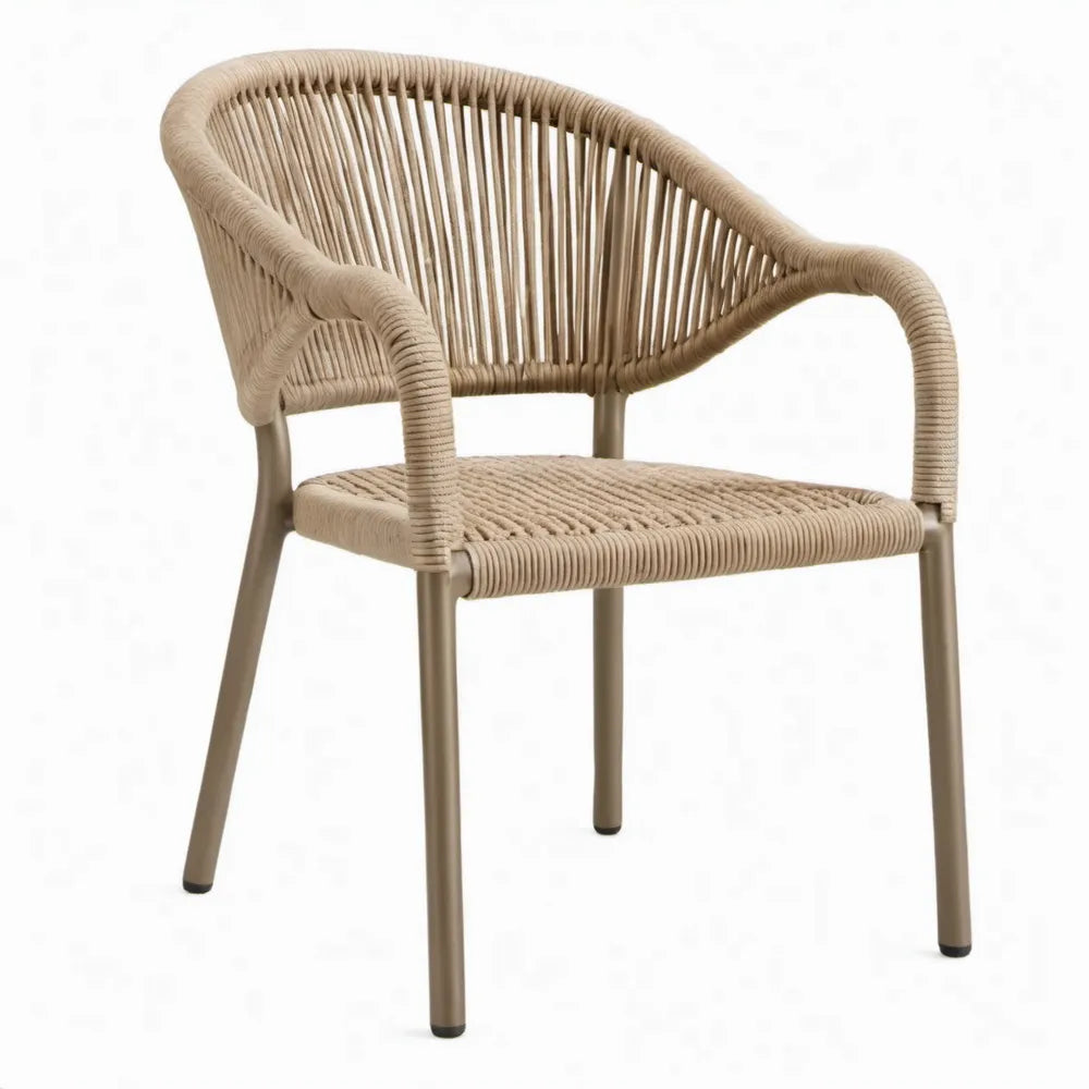 Terrasstoel met armleuningen, beige/taupe, 57 x 60 x 80 cm
