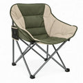 Inklapbare campingstoel met gevoerde zitting en zijvak, donkergroen/beige/zwart, 80 x 80 x 90 cm