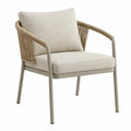 Tuinstoel met armleuningen en kussens, 62 x 67 x 82 cm, Beige/Grijs