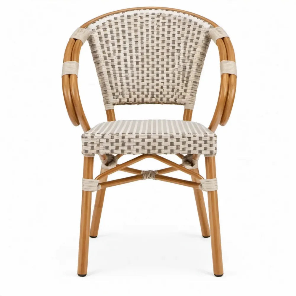 Bistrostoel van rotan en polyethyleen 57 x 60 x 87 cm – Naturelbruin/Beige/Grijs